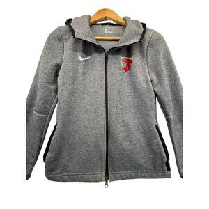 Nike Womens Jacket Sz M Gray Dri-Fit Hoodie Full Zip Embroidered Logo Falcon?